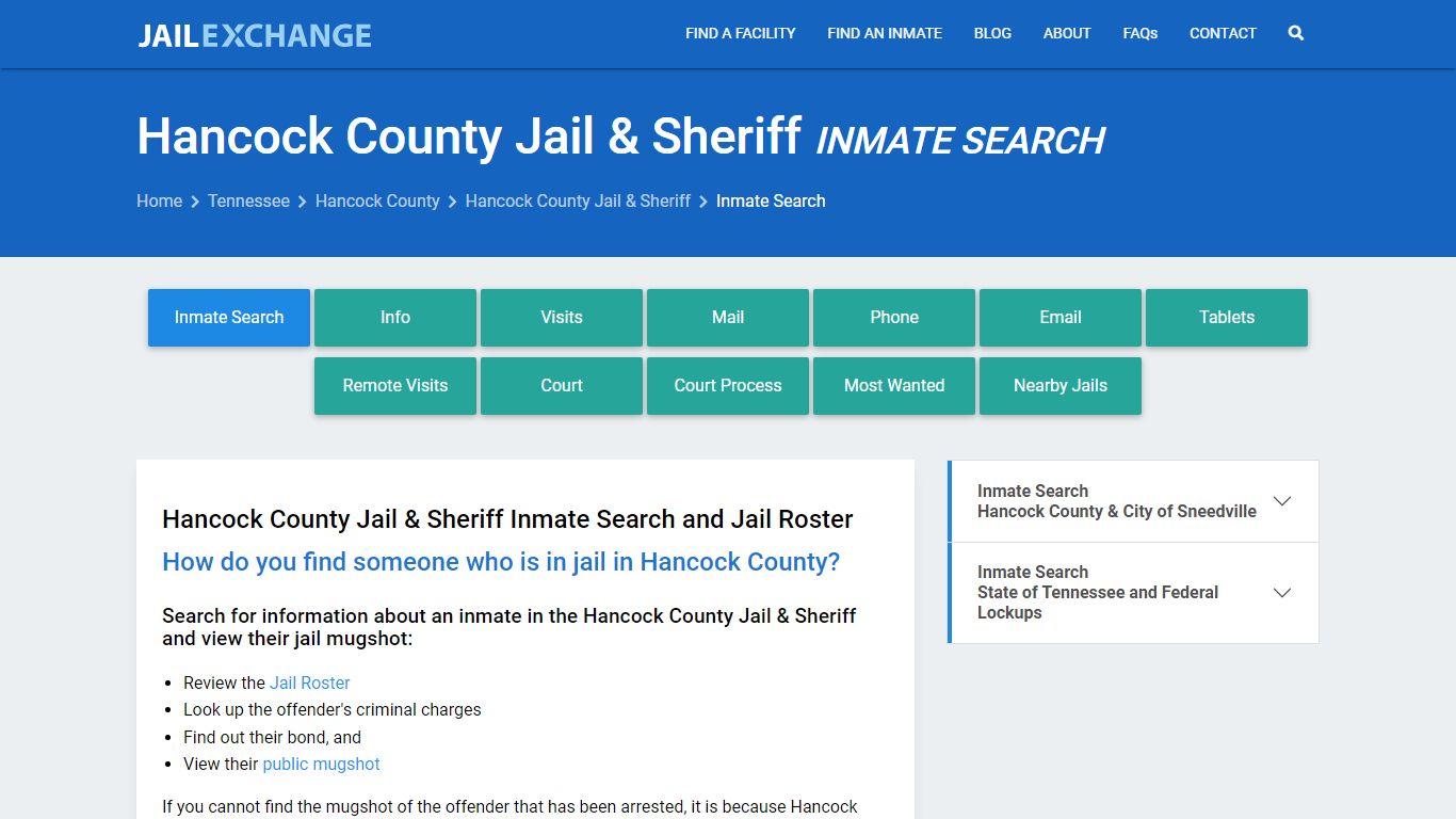 Inmate Search: Roster & Mugshots - Hancock County Jail & Sheriff, TN